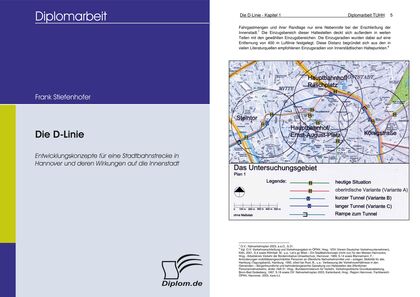 Titel und Seite aus der Diplomarbeit „Die D-Linie”