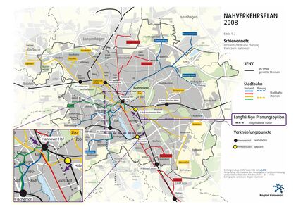 Nahverkehrsplan 2008 mit Tunneltrasse der D-Linie